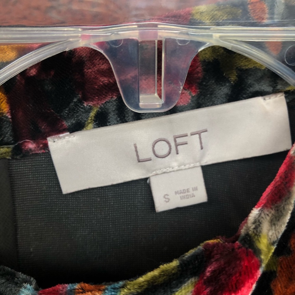 LOFT Crushed Velvet Floral Dress - Picture 2 of 4